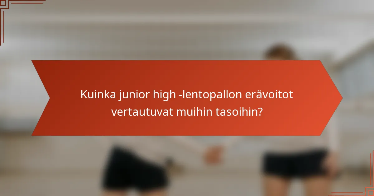Kuinka junior high -lentopallon erävoitot vertautuvat muihin tasoihin?