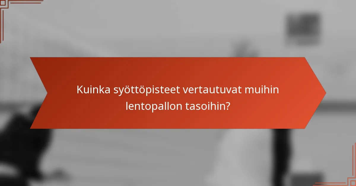 Kuinka syöttöpisteet vertautuvat muihin lentopallon tasoihin?